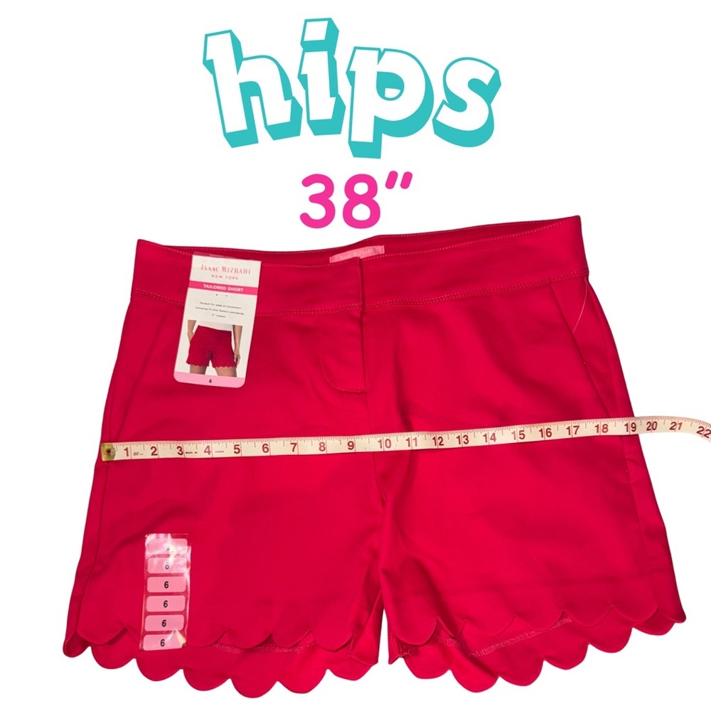 NWT Isaac Mizrahi New York Tailored Shorts Size 6 Pink Scalloped - Picture 3 of 7